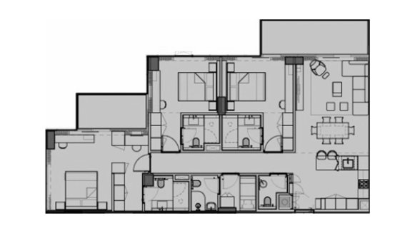 Apartment floor plan, 3 bedrooms in Wynwood by Imtiaz No. 11007 (2D)